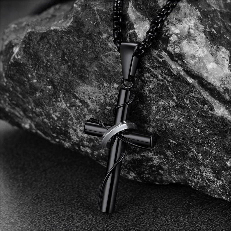 Christian Halo Ring Cross Necklace Pendant for