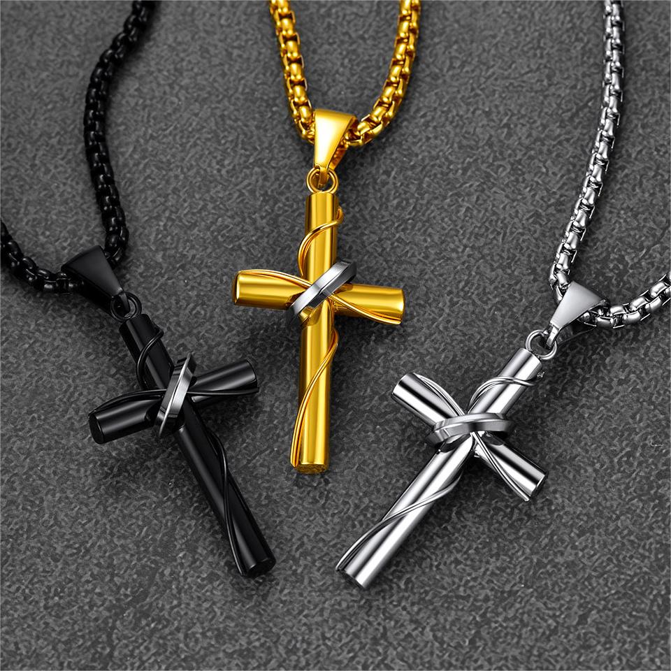 Christian Halo Ring Cross Necklace Pendant for