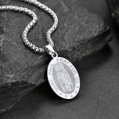 St Saint Paul Necklace Engraved Patron Saints Medal Jewelry