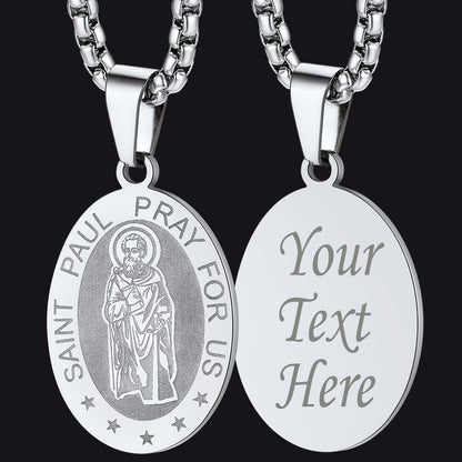 St Saint Paul Necklace Engraved Patron Saints Medal Jewelry