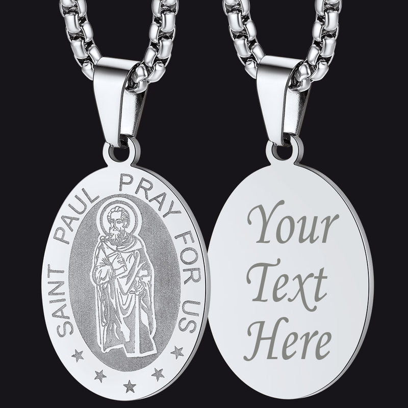 St Saint Paul Necklace Engraved Patron Saints Medal Jewelry