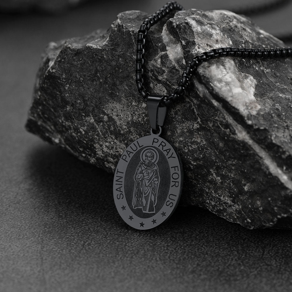 St Saint Paul Necklace Engraved Patron Saints Medal Jewelry