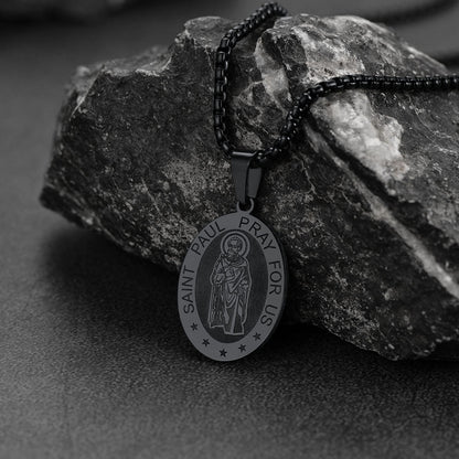 St Saint Paul Necklace Engraved Patron Saints Medal Jewelry