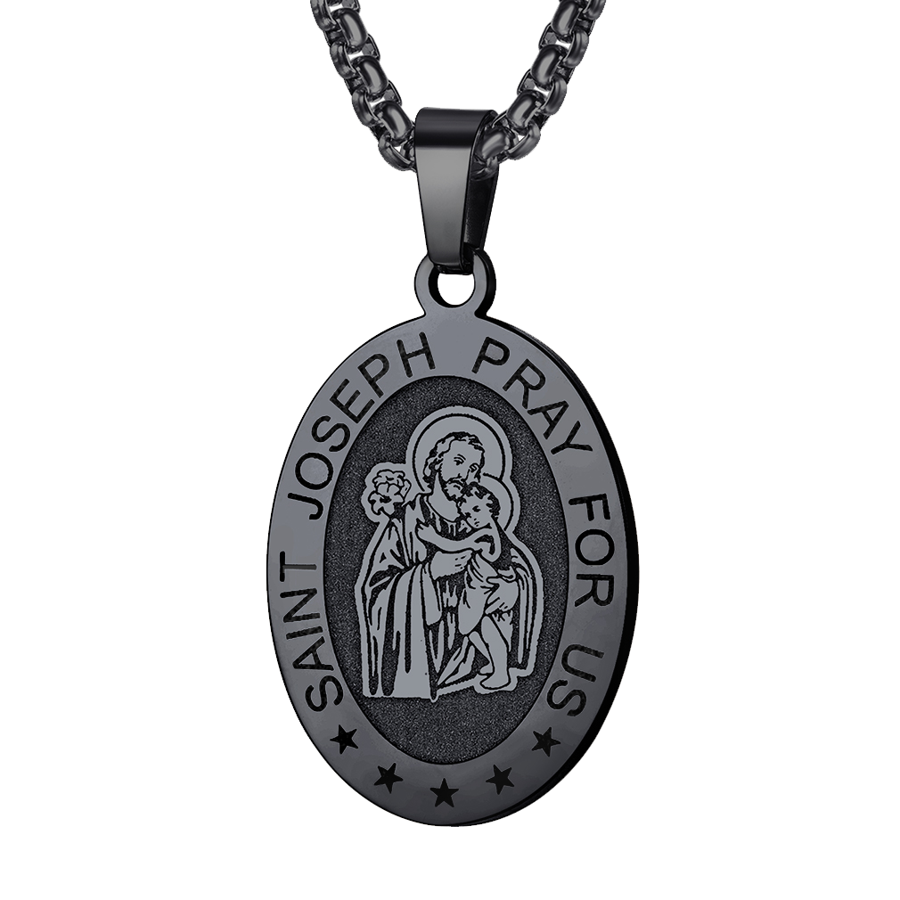Saint Joseph Engraved Necklace Catholic Saints Medal
