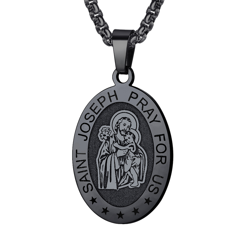 Saint Joseph Engraved Necklace Catholic Saints Medal