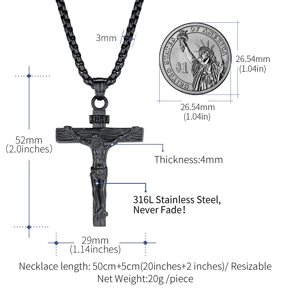 Catholic Crucifix Cross Necklace Jesus Pendant for