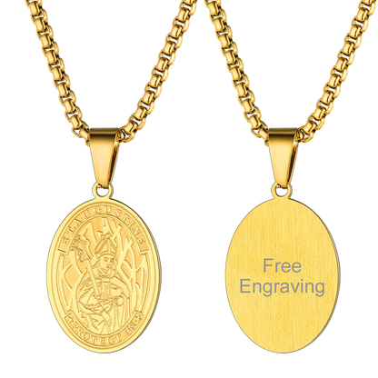 Engraved Saint Augustine Necklace Catholic Medal Necklace
