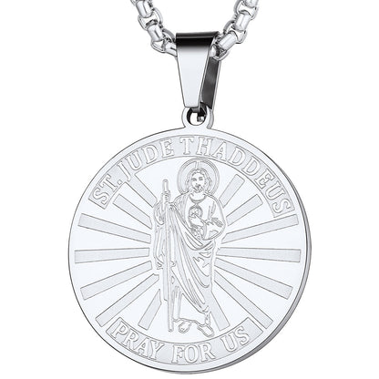 Religious Saint Jude Medal Necklace for