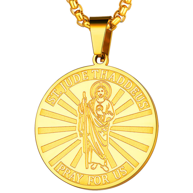 Religious Saint Jude Medal Necklace for