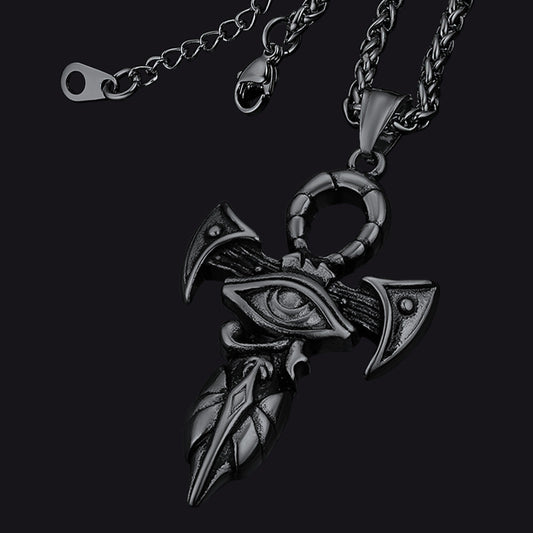 Egyptian Ankh Cross Necklace With Eye of Horus for