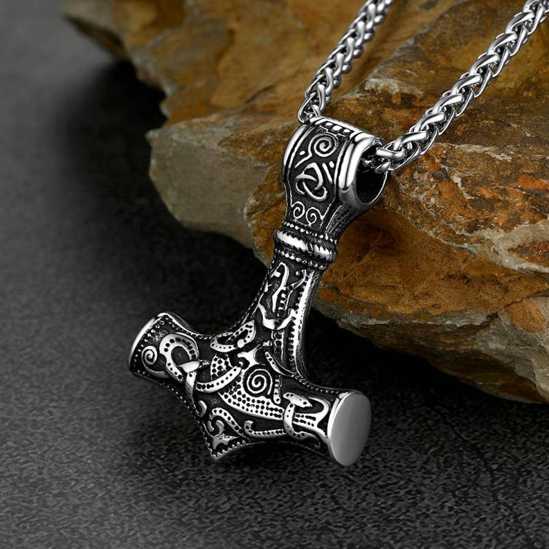 Norse Viking Thor's Hammer Necklace Mjolnir Pendant for