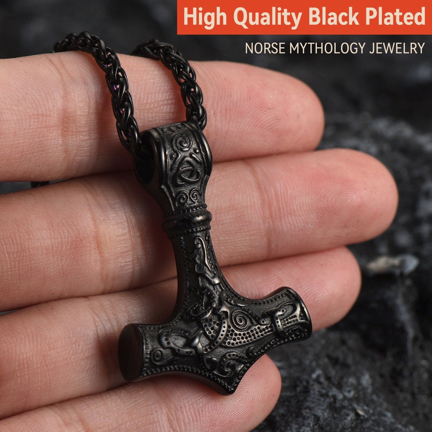 Norse Viking Thor's Hammer Necklace Mjolnir Pendant for