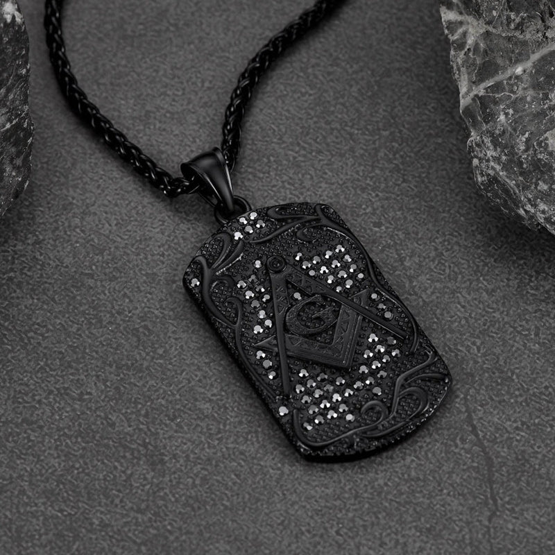 Engraved Masonic Freemason Dog Tag Necklace for