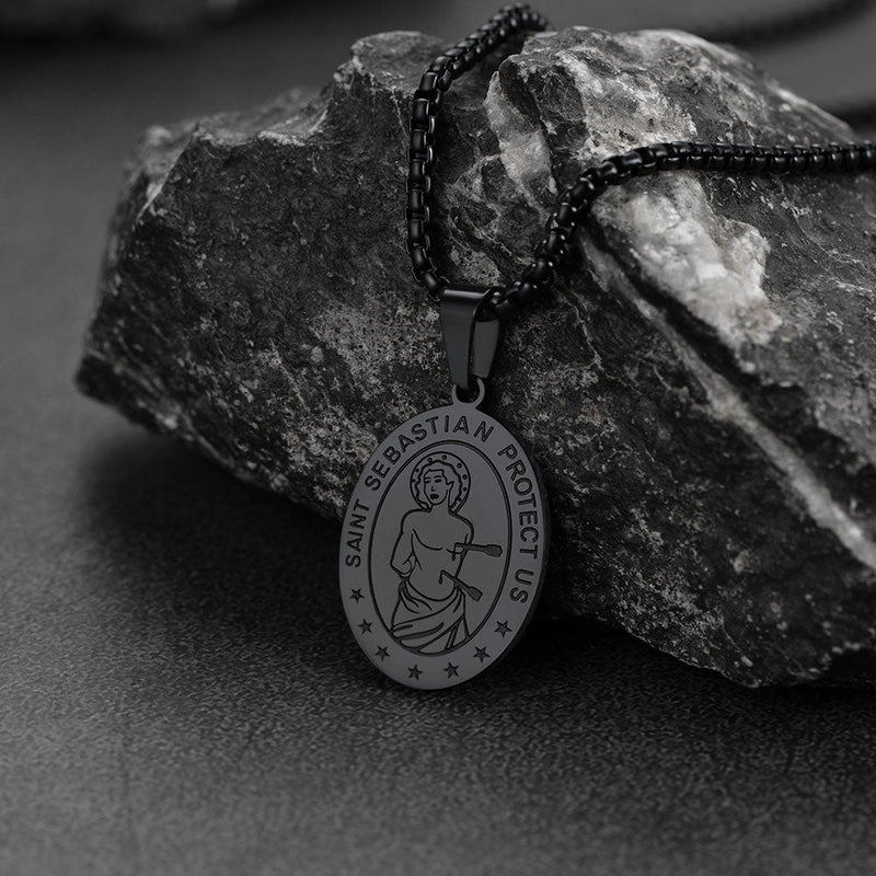 St Sebastian Basketball Medal Necklace for