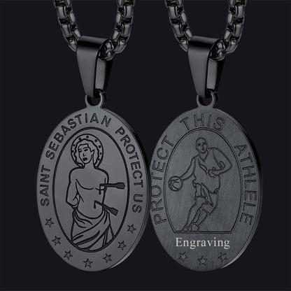 St Sebastian Basketball Medal Necklace for