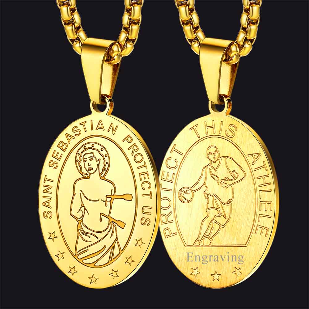 St Sebastian Basketball Medal Necklace for