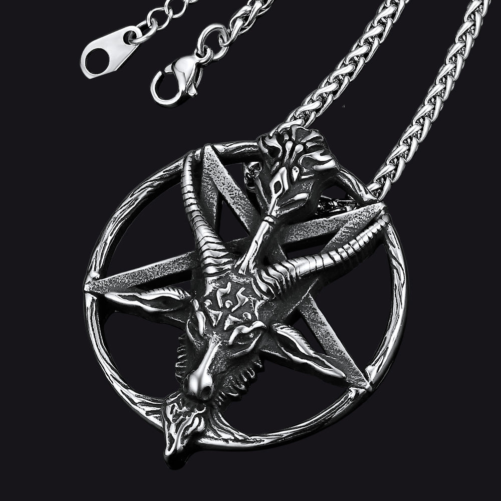 Satanic Baphomet Goat Pentagram Necklace