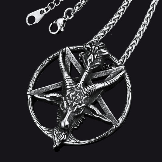 Satanic Baphomet Goat Pentagram Necklace