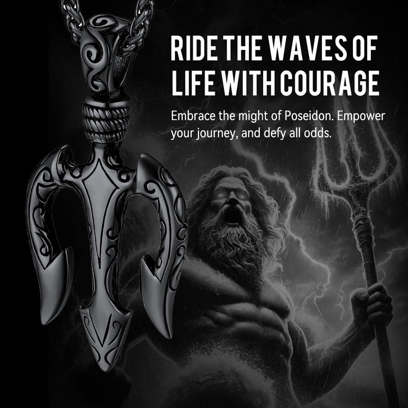 Poseidon Trident Necklace Ancient Greek Mythology Pendant