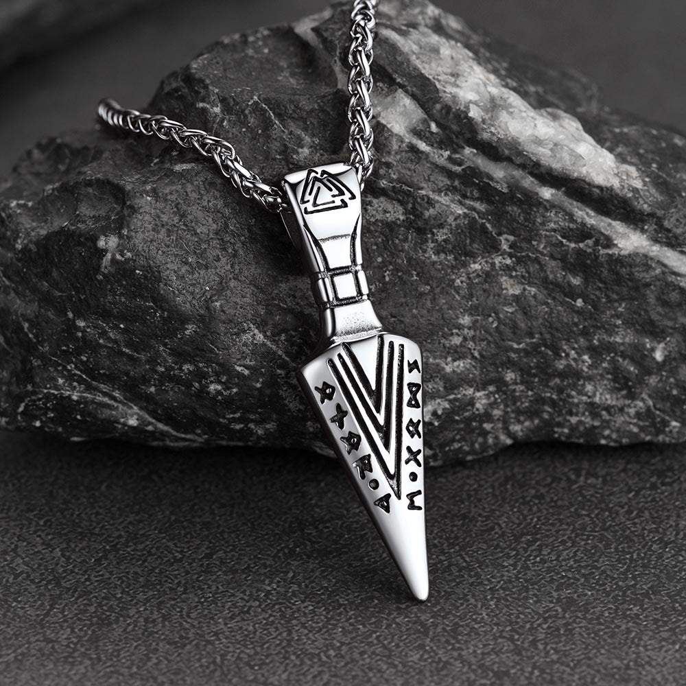 Viking Odin Gungnir Sword Necklace With Runes for