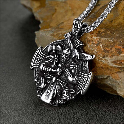 Norse Viking Odin Cross Pendant Necklace for