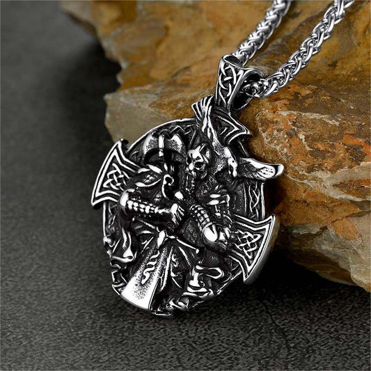 Norse Viking Odin Cross Pendant Necklace for