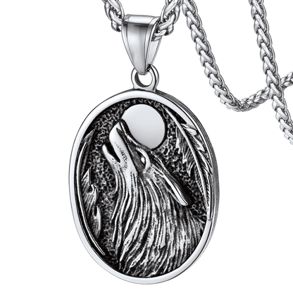 Norse Viking Wolf Pendant Necklace for