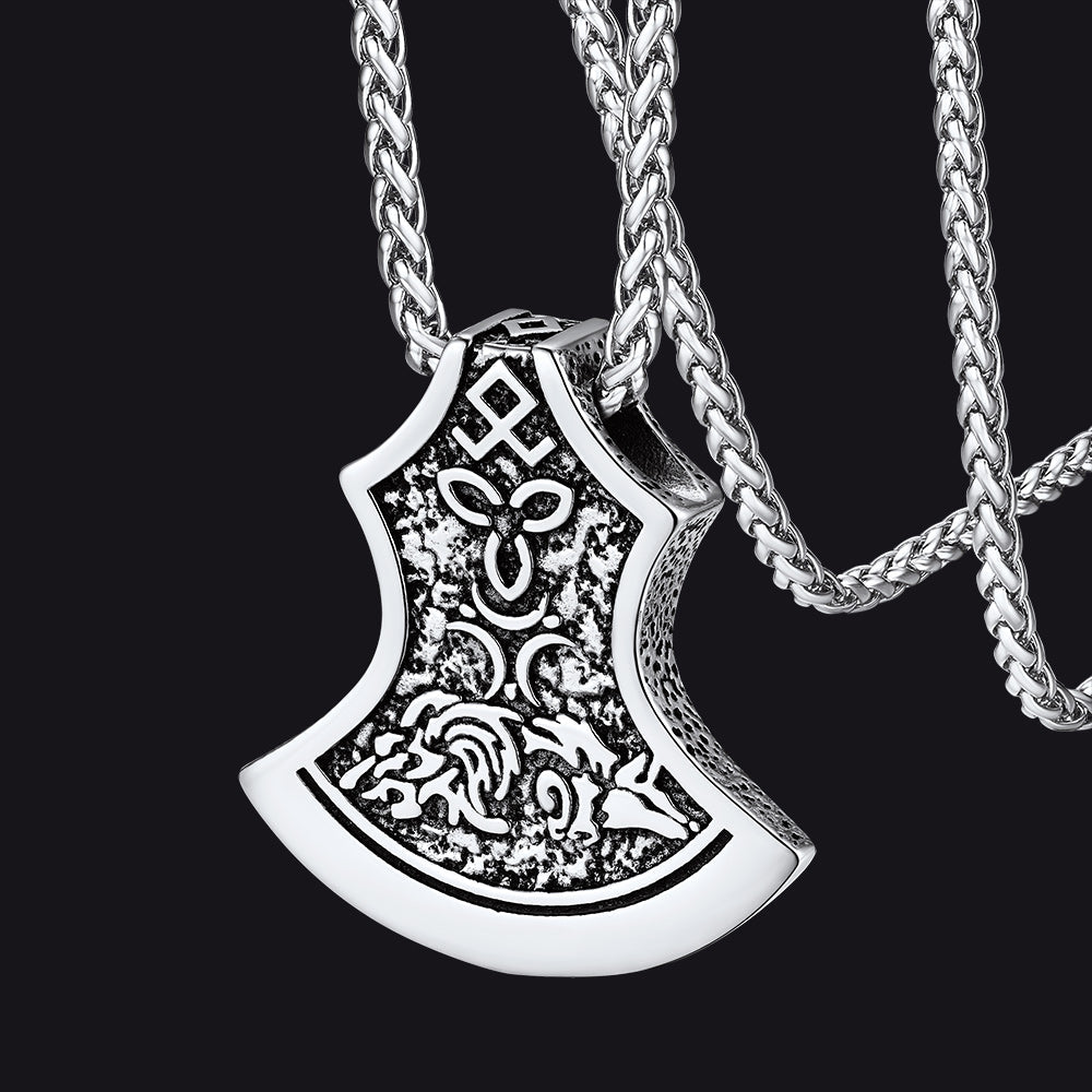 Flash Battle Axe Viking Celtic Knot Necklace for