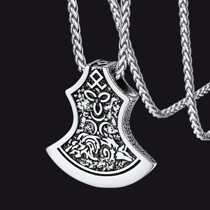 Flash Battle Axe Viking Celtic Knot Necklace for