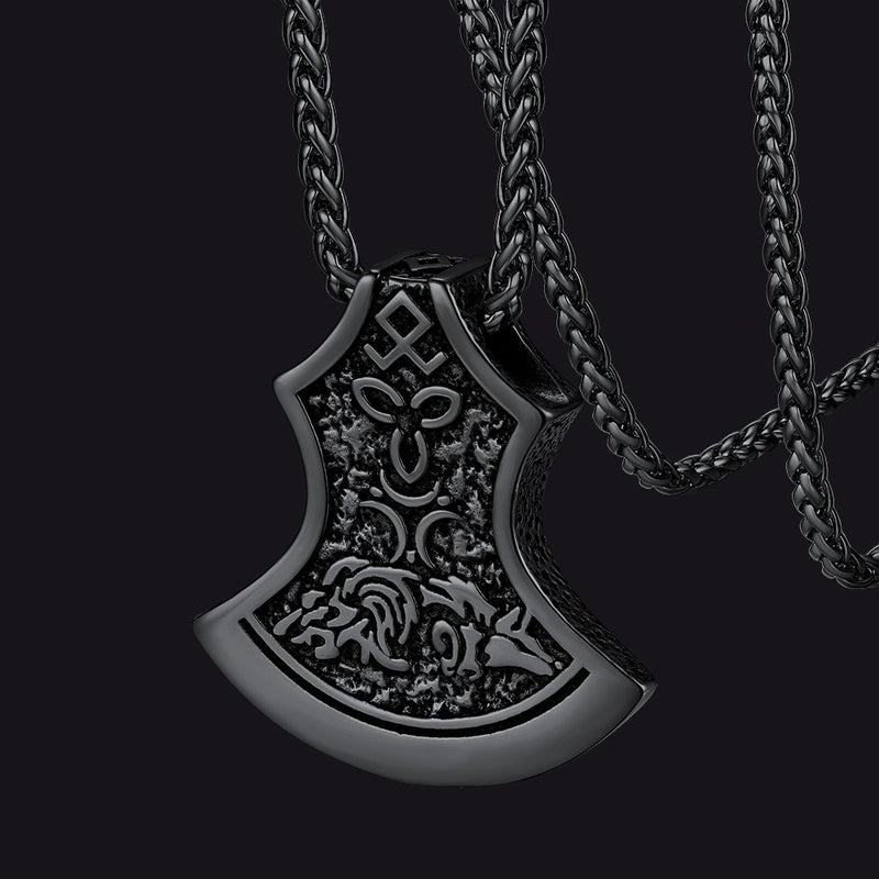 Flash Battle Axe Viking Celtic Knot Necklace for
