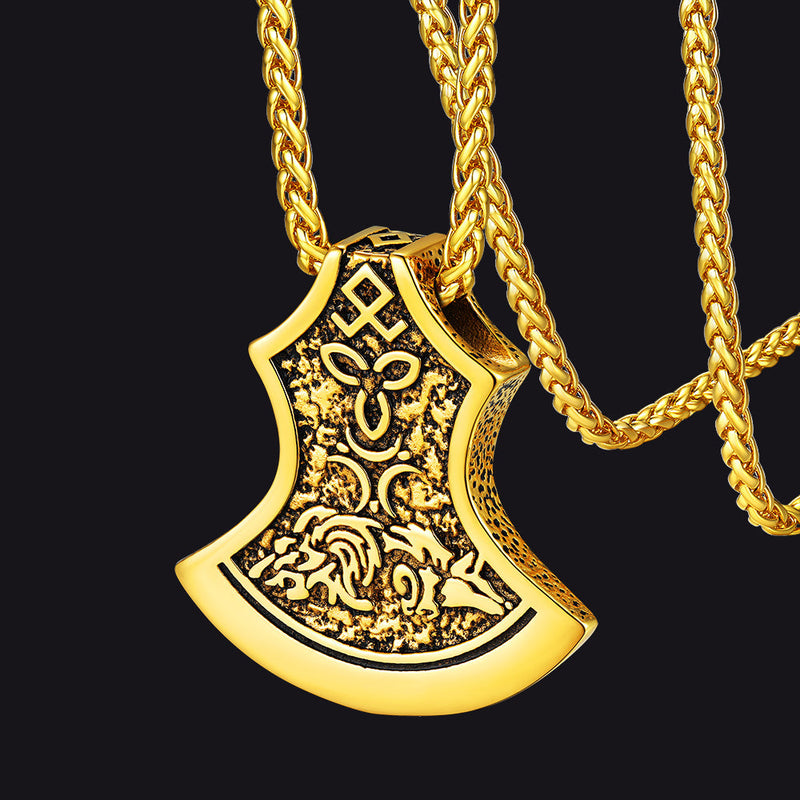 Flash Battle Axe Viking Celtic Knot Necklace for