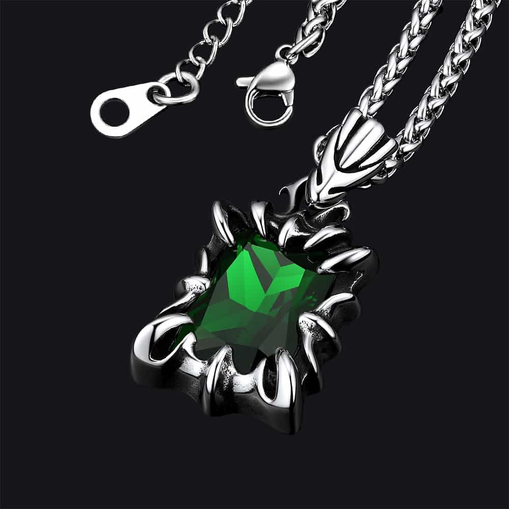 Gothic Crystal Ruby Dragon Claw Necklace for