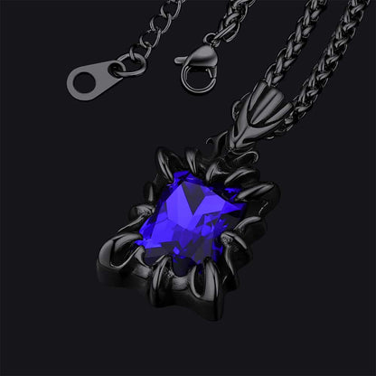 Gothic Crystal Ruby Dragon Claw Necklace for