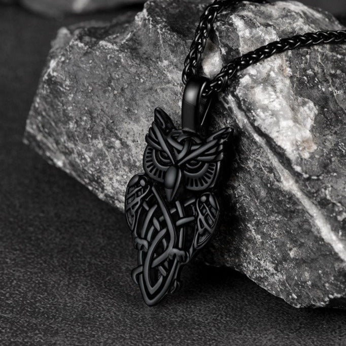 Celtic Owl Pendant Necklace Amulet Jewelry for