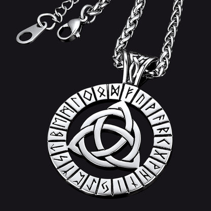 Celtic Knot Necklace With Viking Runes for