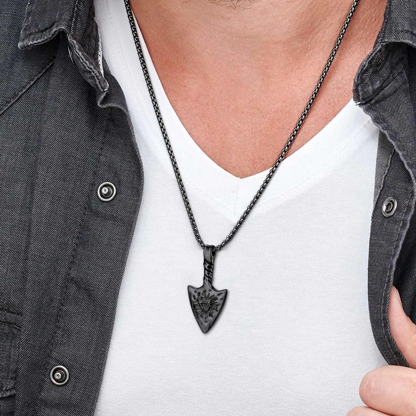 Flash Viking Gungnir Necklace With Valknut Amulet Jewelry for