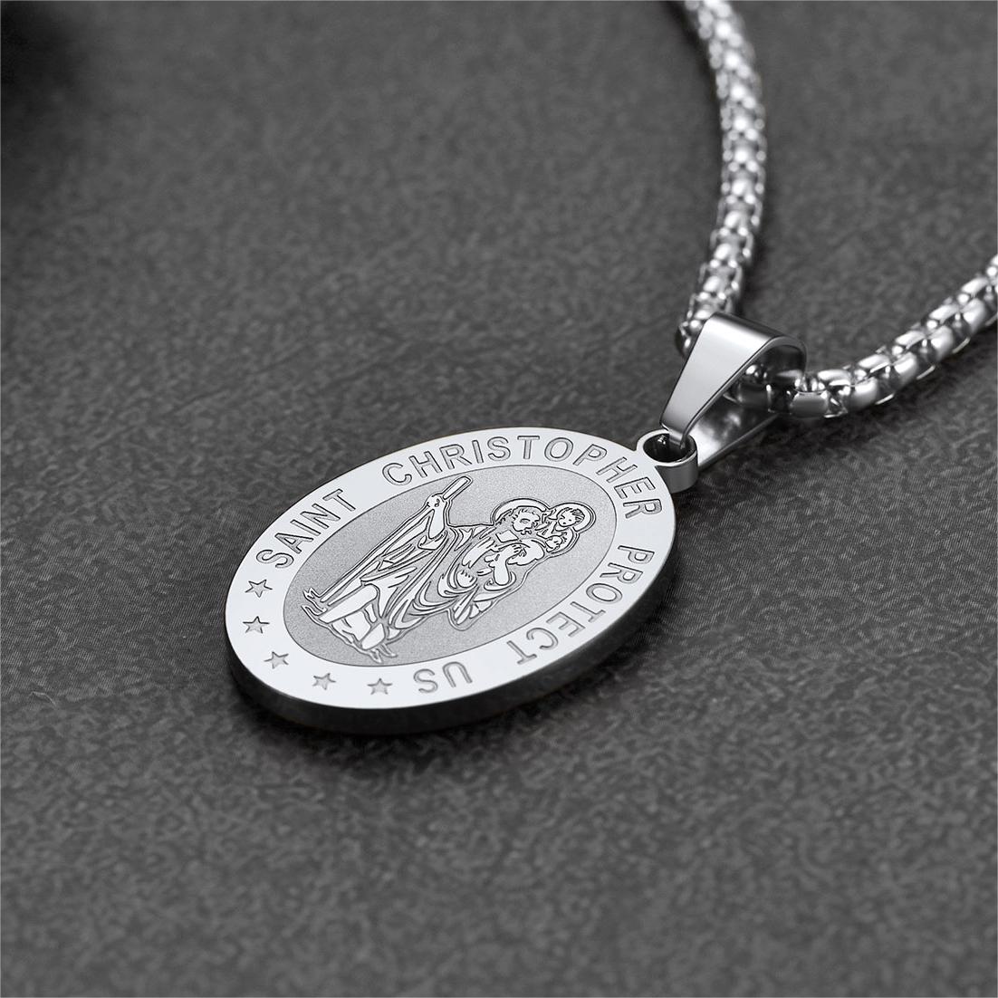 Personalized Saint Christopher Picture Necklace for