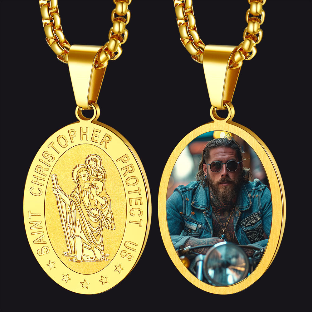 Personalized Saint Christopher Picture Necklace for