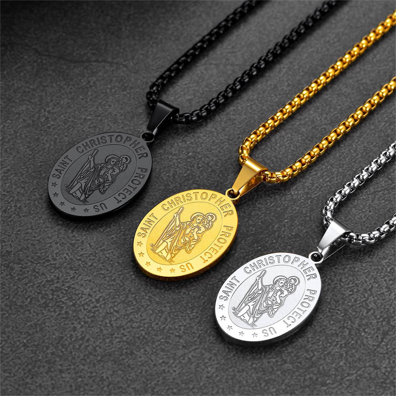 Personalized Saint Christopher Picture Necklace for