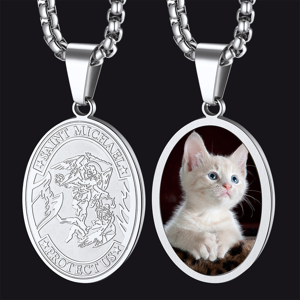 Customized Saint Michael Necklace With Picture for