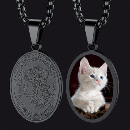 Customized Saint Michael Necklace With Picture for