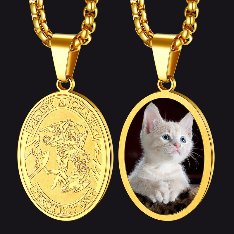 Customized Saint Michael Necklace With Picture for