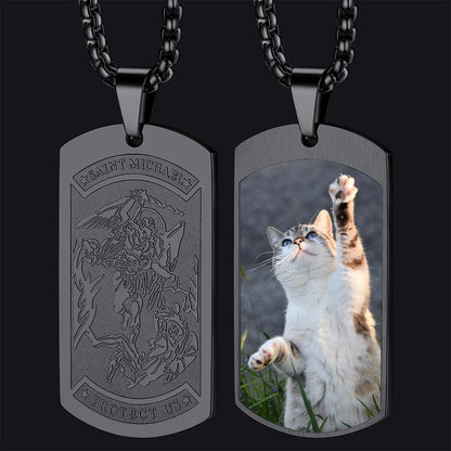 Customized Saint Michael Dog Tag Necklace With Picture