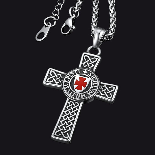 Knights Templar Celtic Cross Pendant Necklace for