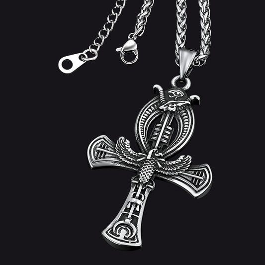 Flash Egyptian Ankh Cross Necklace With Eagle for