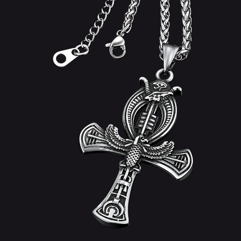 Flash Egyptian Ankh Cross Necklace With Eagle for