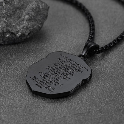 Cuban Chain & Saint Michael Necklace Layered Set for