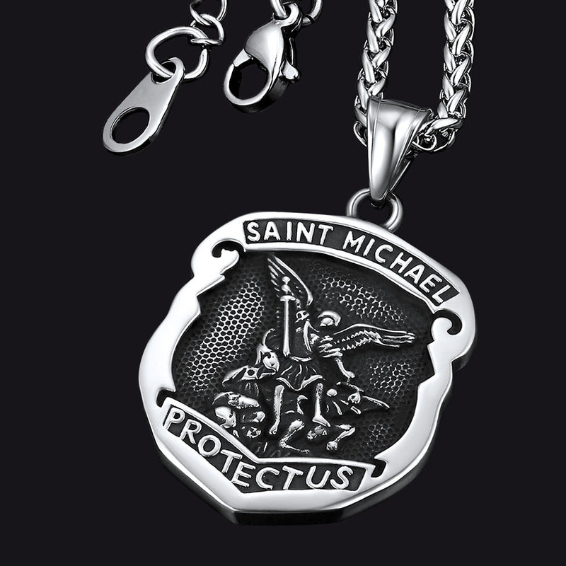 Oval Archangel Saint Michael Necklace Medal