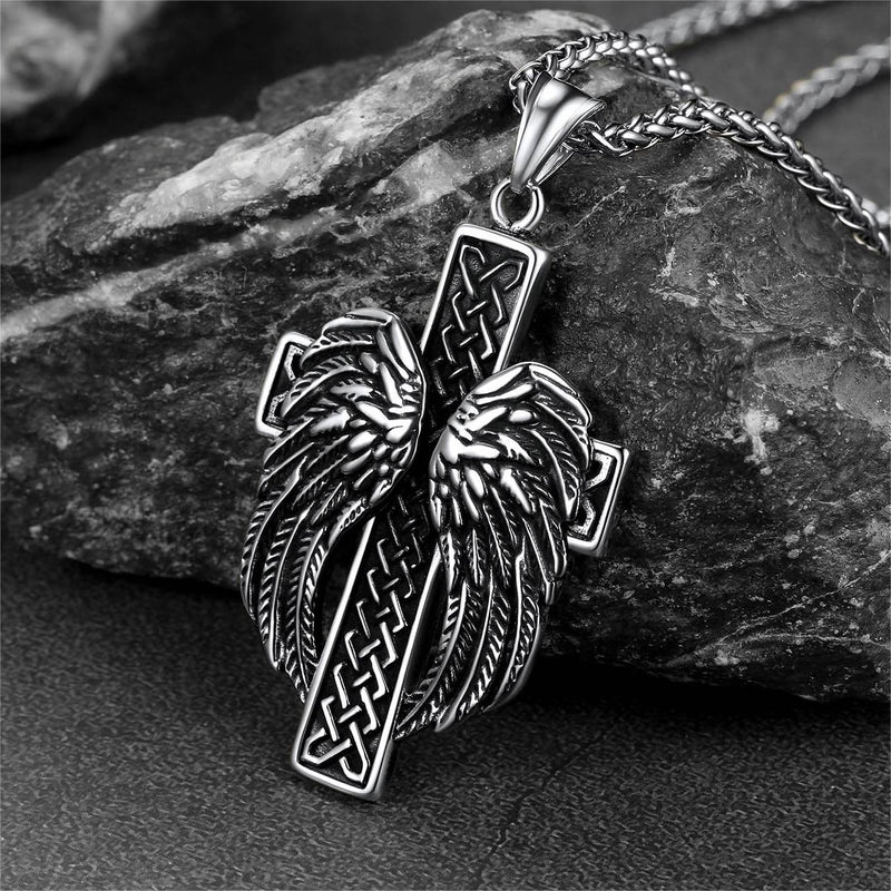 Flash Angel Wing Cross Necklace Pendant for