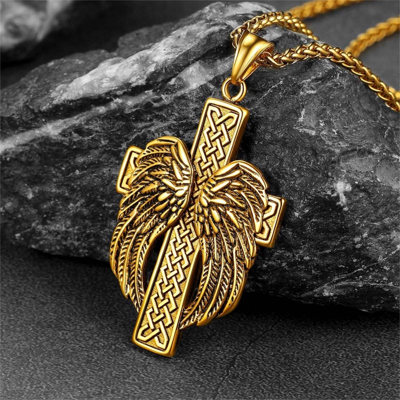 Flash Angel Wing Cross Necklace Pendant for